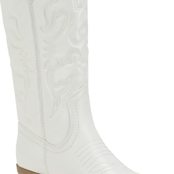 Western Cowboy Boots Womens Pointed Toe Knee High Pull On White Stylish - Picture 4 of 4
